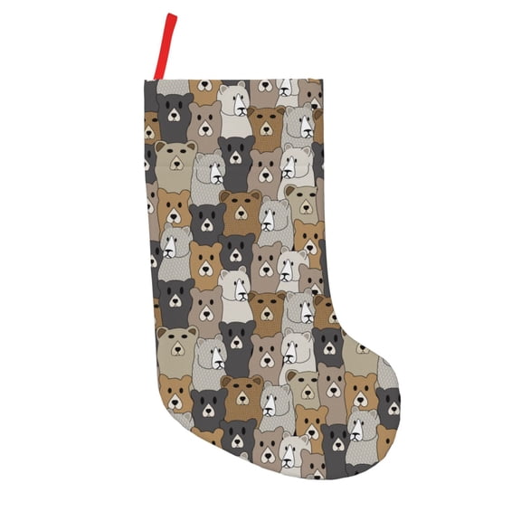 Defioc Cartoon Bear for Christmas Stockings 18" Personalized Holiday Stocking for Family, Farmhouse Decor, Xmas Tree Decoration, 1 Pack