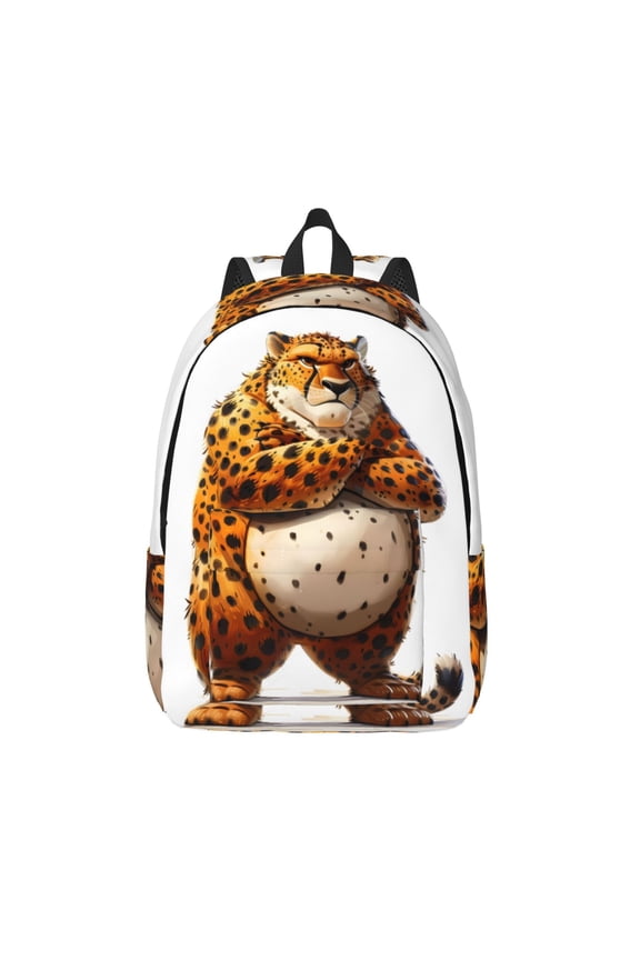 Cartoon Cheetah With Attitude for Canvas Backpack,Travel Rucksack Unisex Knapsack Laptop Backpack for Work & College -Medium