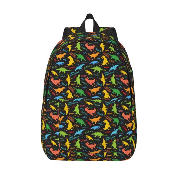 Defioc Cartoon Dino for Canvas Backpack,Travel Rucksack Unisex Knapsack Laptop Backpack for Work & College -Medium