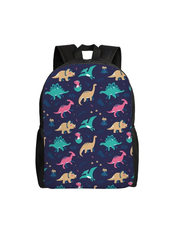 Cartoon Dinosaur Print Backpack -Travel,or Work Bookbag Daypacks with 15-Inch Laptop Sleeve and Dual Water Bottle Pockets