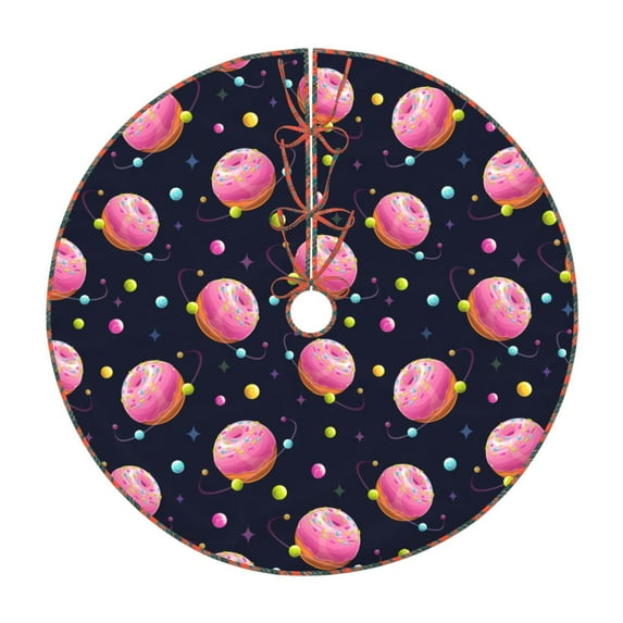 Defioc Cartoon Donut Planets for Christmas Tree Skirt Snowman Xmas Tree Skirt Farmhouse Christmas Decorations Tree Mat for Holiday Party Decor-30"