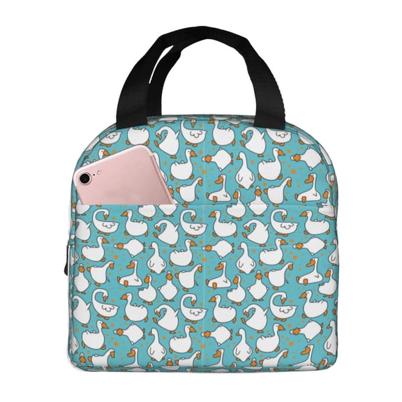 Defioc Cartoon Funny Goose Print Lunch Box,Lunch Bag for Women Men Reusable Insulated Lunch Tote for Work/Office/Picnic/Travel