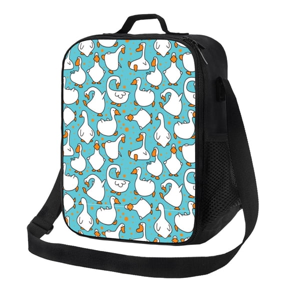 Defioc Cartoon Funny Goose Print Lunch Box for Men & Women, Insulated Lunch Bag Thickened Thermal Leakproof Lunch Tote Bag for Adult Office Travel Picnic