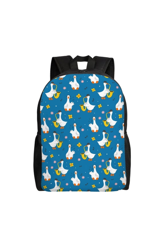Cartoon Goose Print Backpack -Travel,or Work Bookbag Daypacks with 15-Inch Laptop Sleeve and Dual Water Bottle Pockets