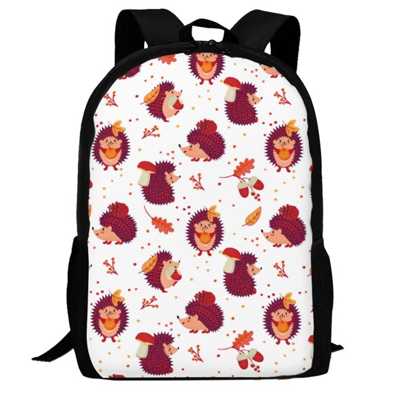 Defioc Cartoon Hedgehogs Pattern Carry on Backpack,16.5x12.5x5.5 Personal Item Bag Carry On Backpack Water Resistant Lightweight Daypack