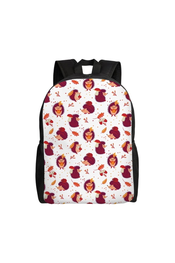 Cartoon Hedgehogs Print Backpack -Travel,or Work Bookbag Daypacks with 15-Inch Laptop Sleeve and Dual Water Bottle Pockets