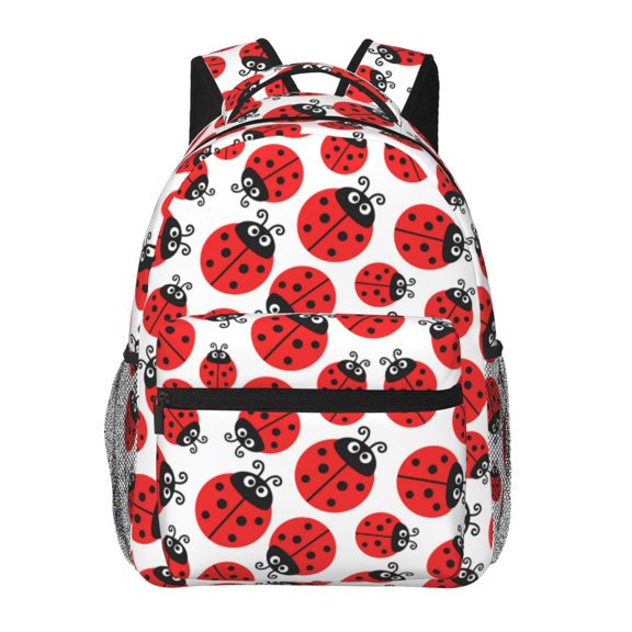 Defioc Cartoon Ladybug Pattern Laptop Backpack,Travel Backpack Outdoor Activities Bag Daypack for Travel Hiking Shopping Daily