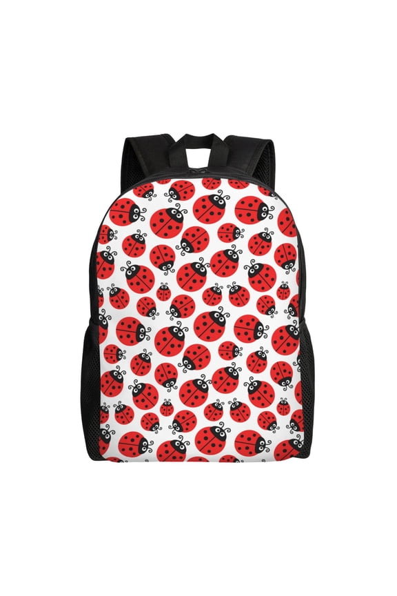Cartoon Ladybug Print Backpack -Travel,or Work Bookbag Daypacks with 15-Inch Laptop Sleeve and Dual Water Bottle Pockets