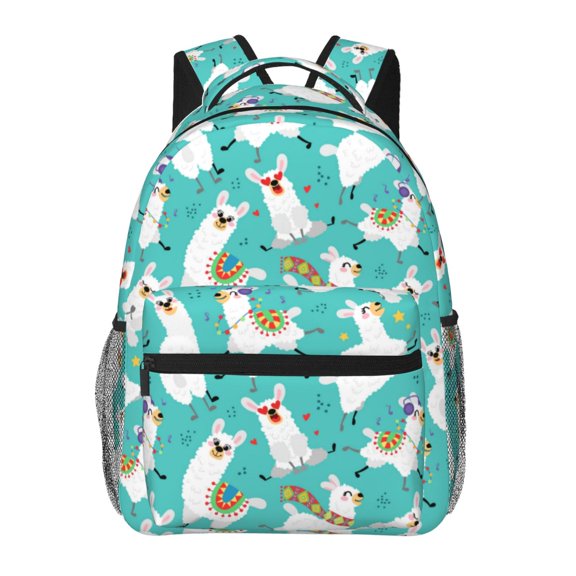 Defioc Cartoon Llamas Pattern Laptop Backpack,Travel Backpack Outdoor Activities Bag Daypack for Travel Hiking Shopping Daily