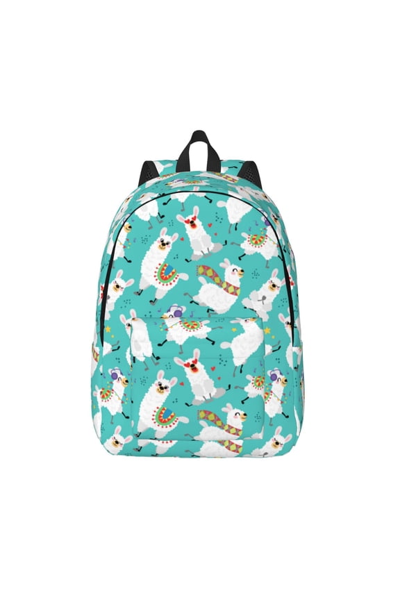 Cartoon Llamas for Canvas Backpack,Travel Rucksack Unisex Knapsack Laptop Backpack for Work & College -Medium