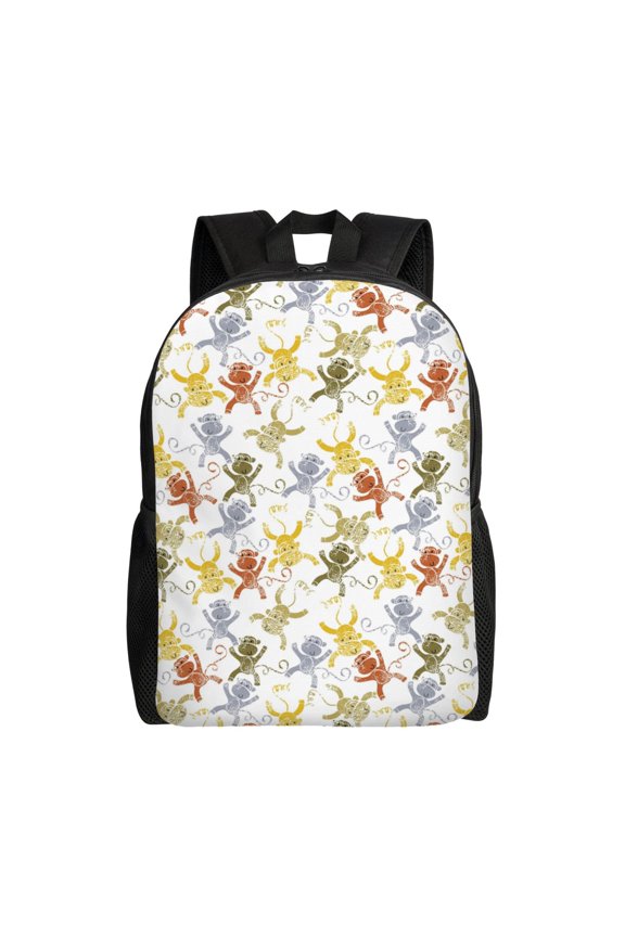 Cartoon Monkey Print Backpack -Travel,or Work Bookbag Daypacks with 15-Inch Laptop Sleeve and Dual Water Bottle Pockets
