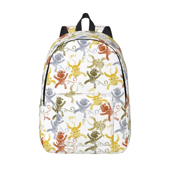 Defioc Cartoon Monkey for Canvas Backpack,Travel Rucksack Unisex Knapsack Laptop Backpack for Work & College -Medium