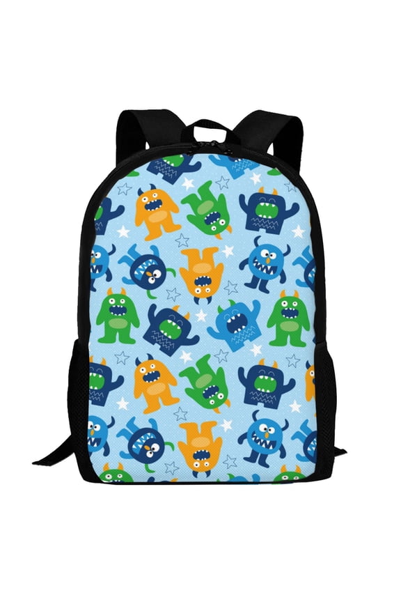 Cartoon Monster Pattern Carry on Backpack,16.5x12.5x5.5 Personal Item Bag Carry On Backpack Water Resistant Lightweight Daypack