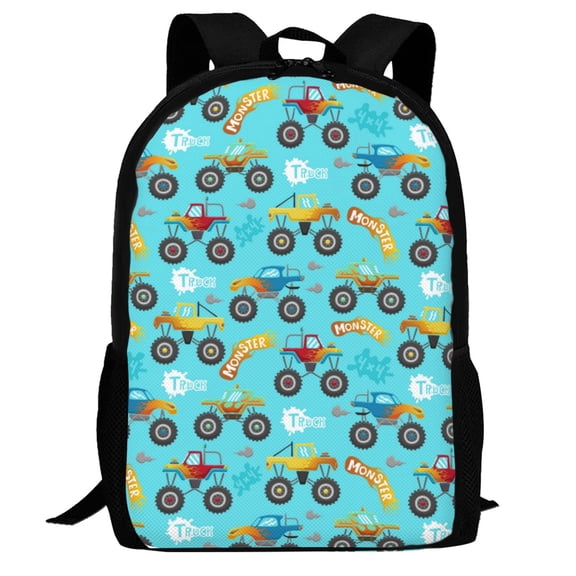 Defioc Cartoon Monster Truck Pattern Carry on Backpack,16.5x12.5x5.5 Personal Item Bag Carry On Backpack Water Resistant Lightweight Daypack