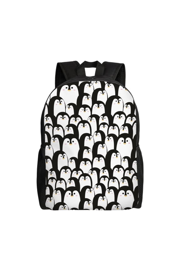 Cartoon Penguin Print Backpack -Travel,or Work Bookbag Daypacks with 15-Inch Laptop Sleeve and Dual Water Bottle Pockets