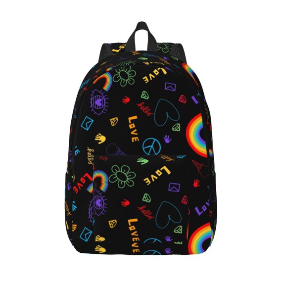 Defioc Cartoon Pride Lgbt for Canvas Backpack,Travel Rucksack Unisex Knapsack Laptop Backpack for Work & College -Medium