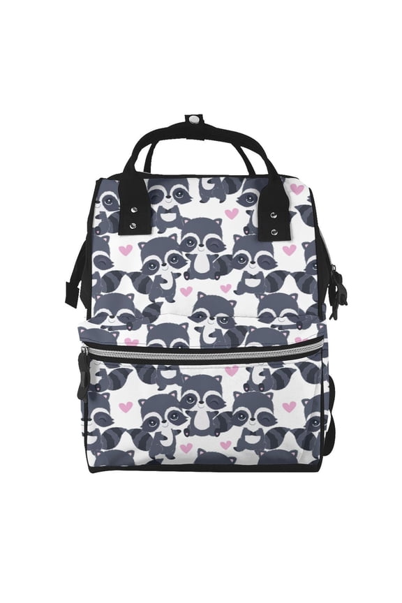 Cartoon Raccoon for Baby Diaper Bag Backpack - Baby Bag for Boys & Girls - Diaper Backpack - Large Travel Diaper Bags- Baby Registry Search & Shower Gifts