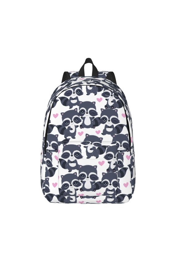 Cartoon Raccoon for Canvas Backpack,Travel Rucksack Unisex Knapsack Laptop Backpack for Work & College -Medium