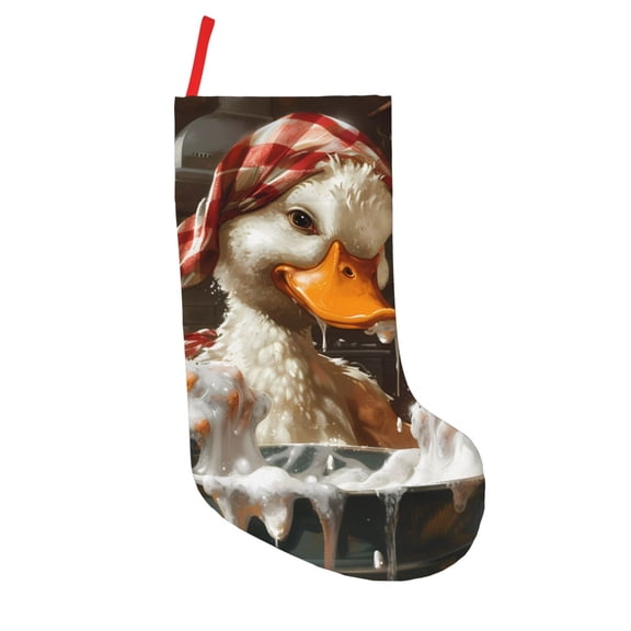 Defioc Cartoon Scottish Duck for Christmas Stockings 18" Personalized Holiday Stocking for Family, Farmhouse Decor, Xmas Tree Decoration, 1 Pack