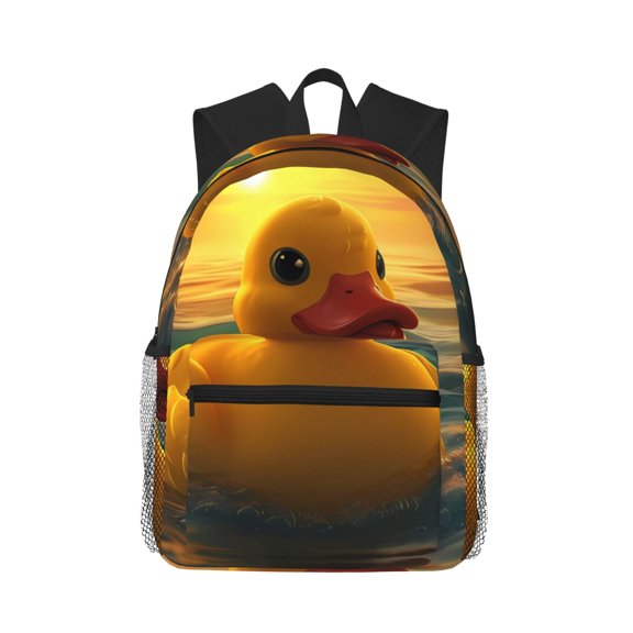 Defioc Cartoon Swimming Yellow Duck Pattern Laptop Backpack for Men and Women,Casual Backpack Dayback Sports Bookbag for Travel Running Hiking