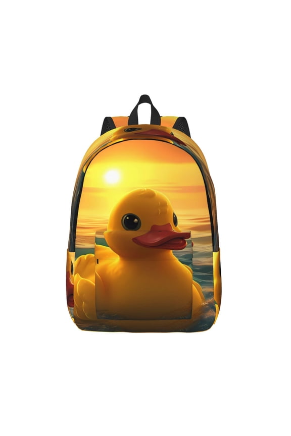 Cartoon Swimming Yellow Duck for Canvas Backpack,Travel Rucksack Unisex Knapsack Laptop Backpack for Work & College -Small