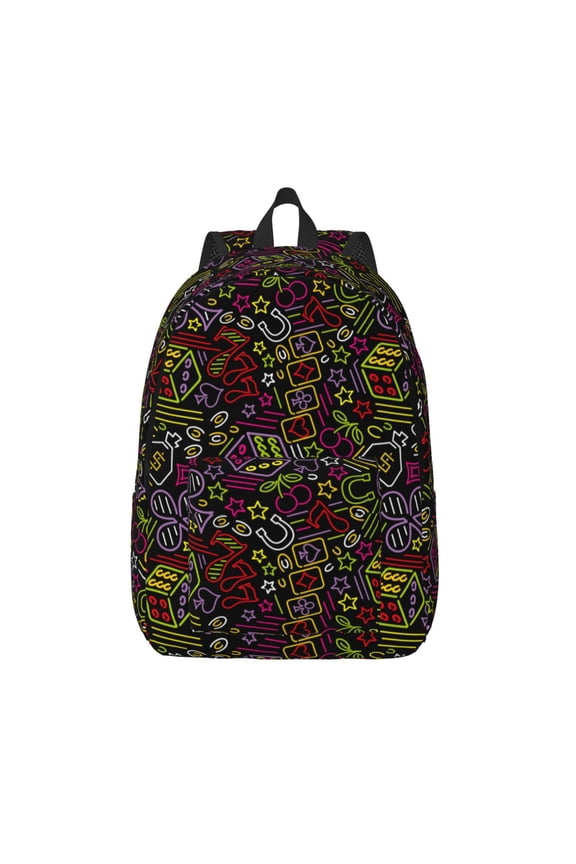 Casino Icons for Canvas Backpack,Travel Rucksack Unisex Knapsack Laptop Backpack for Work & College -Medium