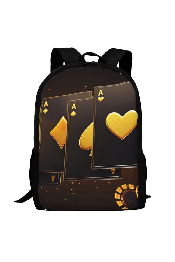 Casino Playing Cards Pattern Carry on Backpack,16.5x12.5x5.5 Personal Item Bag Carry On Backpack Water Resistant Lightweight Daypack