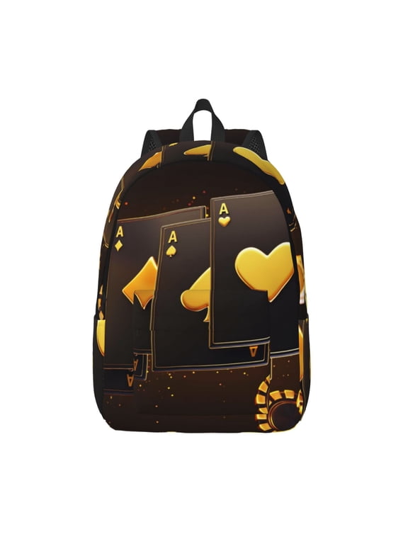 Casino Playing Cards for Canvas Backpack,Travel Rucksack Unisex Knapsack Laptop Backpack for Work & College -Small