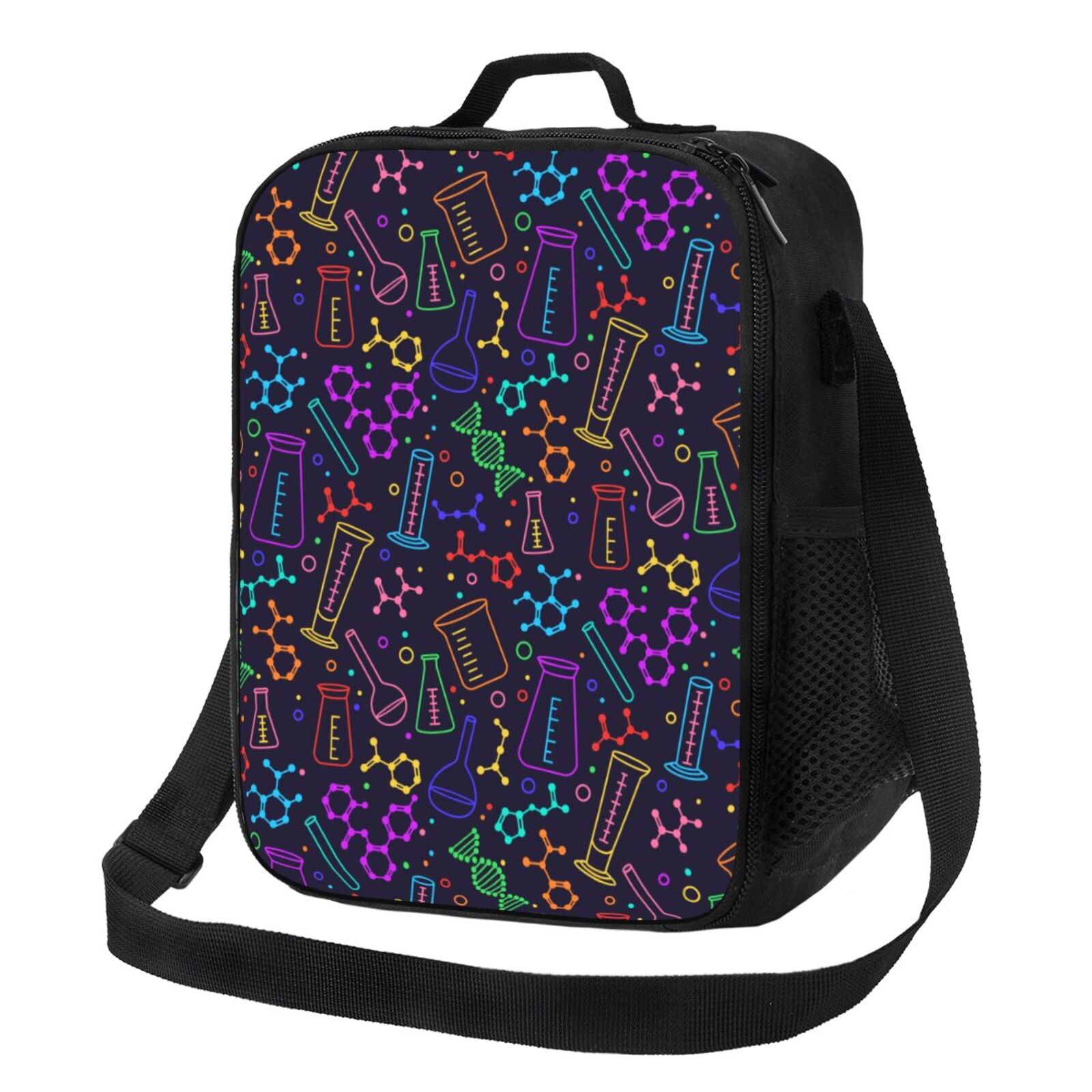 Defioc Chemistry Science Print Lunch Box for Men & Women, Insulated Lunch Bag Thickened Thermal Leakproof Lunch Tote Bag for Adult Office Travel Picnic