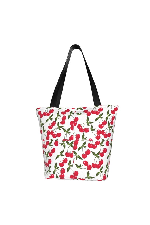 Cherry_1 Print Tote Bag for Women,Shoulder Bag with Zipper Casual Tote's Handbag Big Capacity Shoulder Bag with Inner Pocket Fit for Shopping,Office,Travel