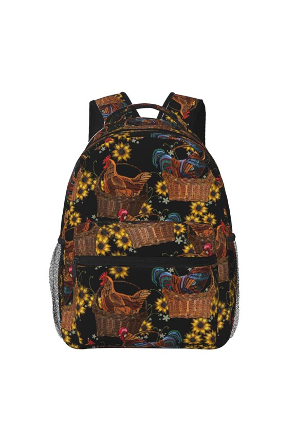 Chicken Rooster Pattern Laptop Backpack,Travel Backpack Outdoor Activities Bag Daypack for Travel Hiking Shopping Daily