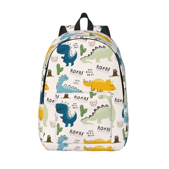Defioc Childish Dinosaur for Canvas Backpack,Travel Rucksack Unisex Knapsack Laptop Backpack for Work & College -Medium