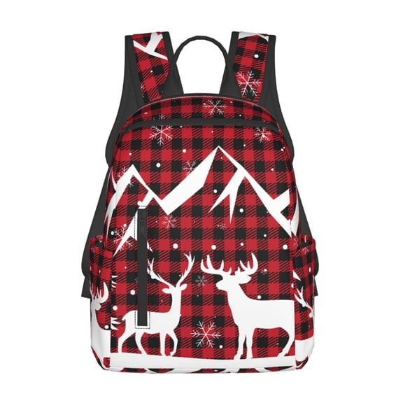 Defioc Christmas Buffalo Plaid Pattern Travel Laptop Backpack,Lightweight Backpack Travel Hiking Daypack Backpack Work Bag for Men Women