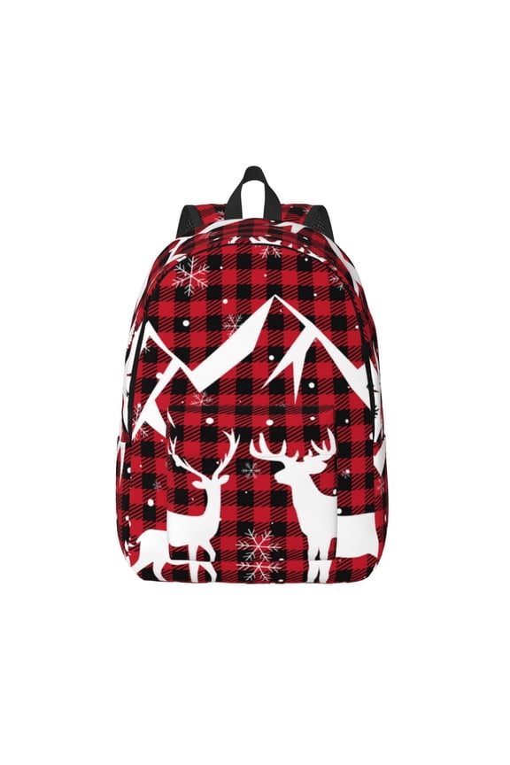 Christmas Buffalo Plaid for Canvas Backpack,Travel Rucksack Unisex Knapsack Laptop Backpack for Work & College -Small