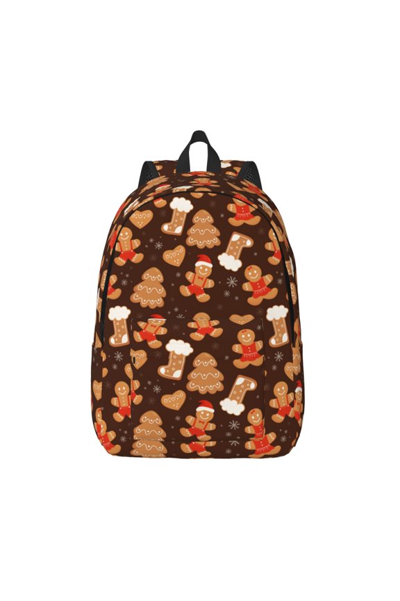 Christmas Gingerbread Cookies for Canvas Backpack,Travel Rucksack Unisex Knapsack Laptop Backpack for Work & College -Medium