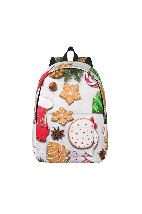 Christmas Gingerbread Cookies for Canvas Backpack,Travel Rucksack Unisex Knapsack Laptop Backpack for Work & College -Small