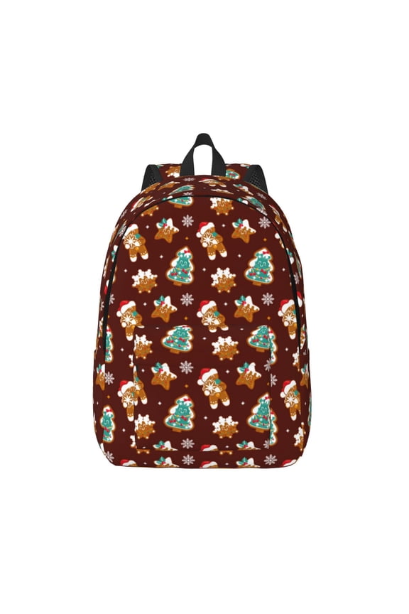 Christmas Gingerbread for Canvas Backpack,Travel Rucksack Unisex Knapsack Laptop Backpack for Work & College -Small