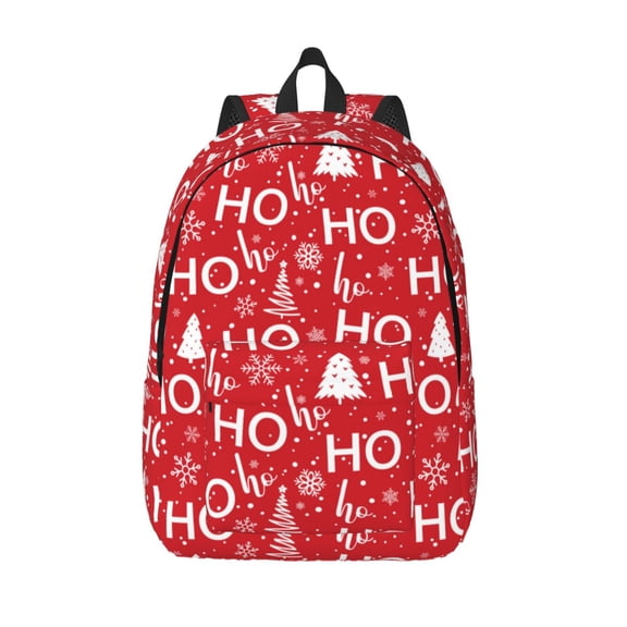 Defioc Christmas Hohoho for Canvas Backpack,Travel Rucksack Unisex Knapsack Laptop Backpack for Work & College -Medium