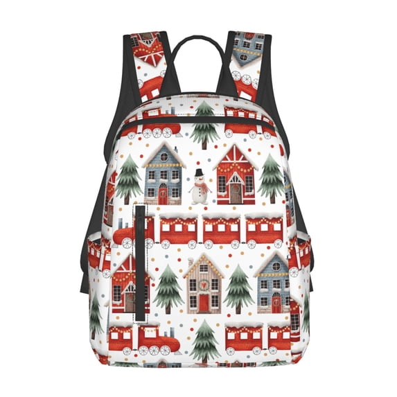 Defioc Christmas Houses Pattern Travel Laptop Backpack,Lightweight Backpack Travel Hiking Daypack Backpack Work Bag for Men Women