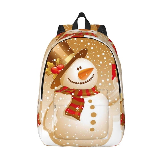 Defioc Christmas Snowman Gift for Canvas Backpack,Travel Rucksack Unisex Knapsack Laptop Backpack for Work & College -Small