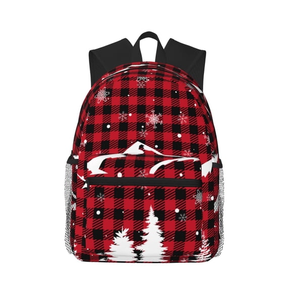 Defioc Christmas Tree Buffalo Plaid Pattern Laptop Backpack for Men and Women,Casual Backpack Dayback Sports Bookbag for Travel Running Hiking