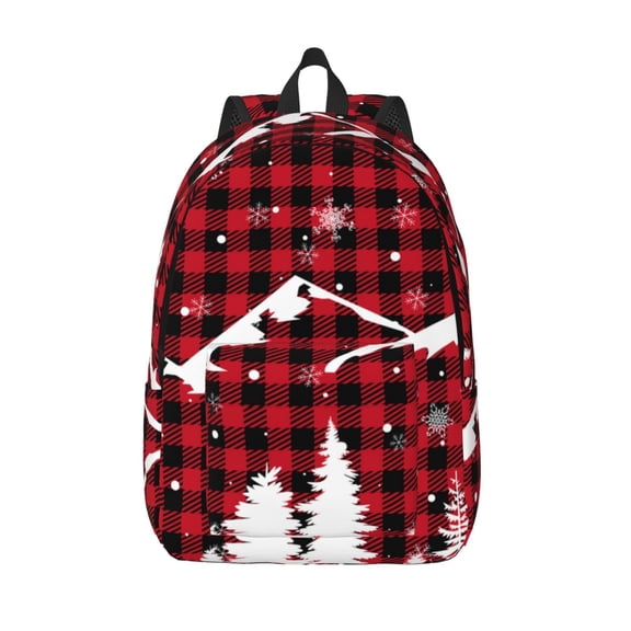 Defioc Christmas Tree Buffalo Plaid for Canvas Backpack,Travel Rucksack Unisex Knapsack Laptop Backpack for Work & College -Small