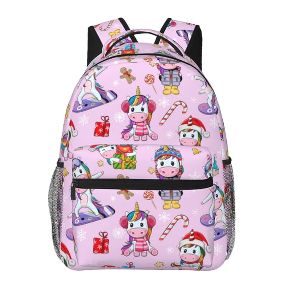 Defioc Christmas Unicorns Pattern Laptop Backpack,Travel Backpack Outdoor Activities Bag Daypack for Travel Hiking Shopping Daily