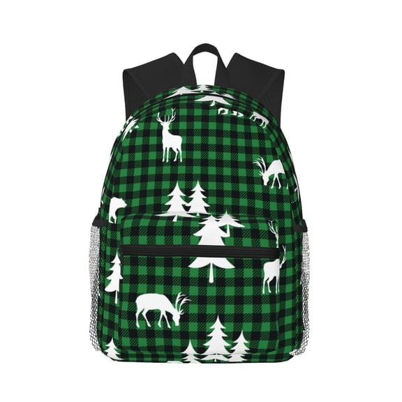 Defioc Christmas tree green plaid Pattern Laptop Backpack for Men and Women,Casual Backpack Dayback Sports Bookbag for Travel Running Hiking
