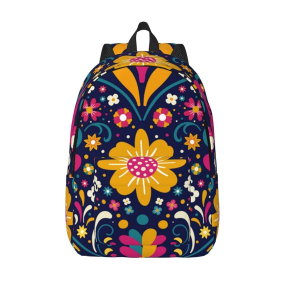 Defioc Cinco De Mayo Floral for Canvas Backpack,Travel Rucksack Unisex Knapsack Laptop Backpack for Work & College -Medium