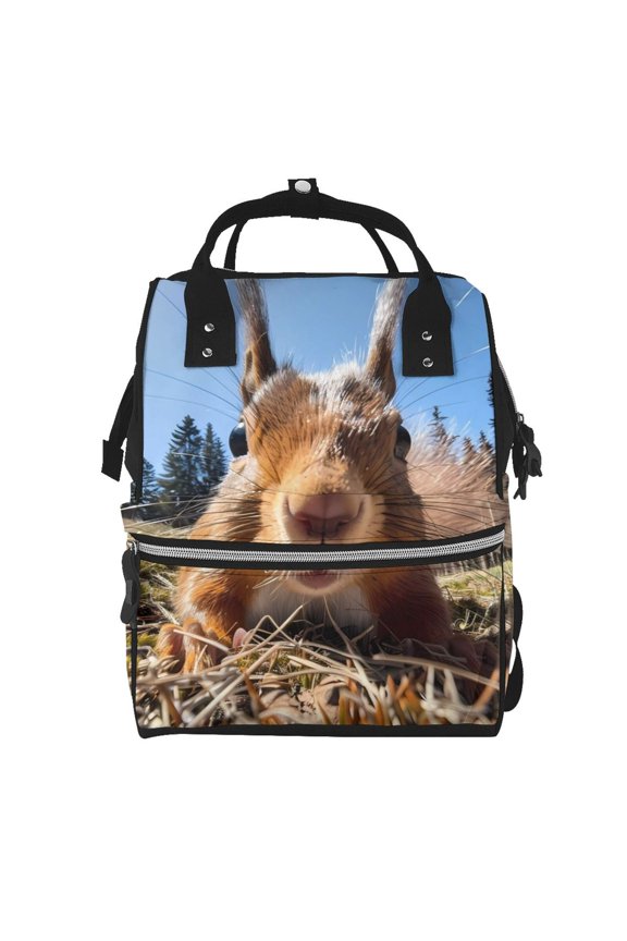 Close-Up Curious Squirrel for Baby Diaper Bag Backpack - Baby Bag for Boys & Girls - Diaper Backpack - Large Travel Diaper Bags- Baby Registry Search & Shower Gifts