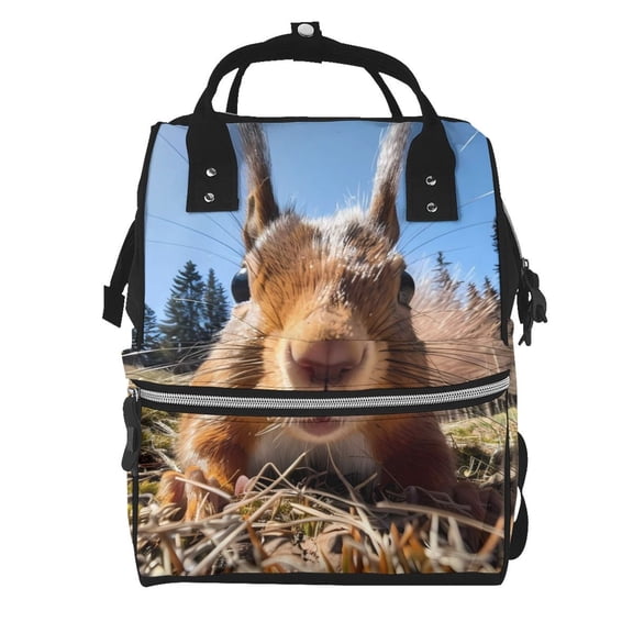 Defioc Close-Up Curious Squirrel for Baby Diaper Bag Backpack - Baby Bag for Boys & Girls - Diaper Backpack - Large Travel Diaper Bags- Baby Registry Search & Shower Gifts