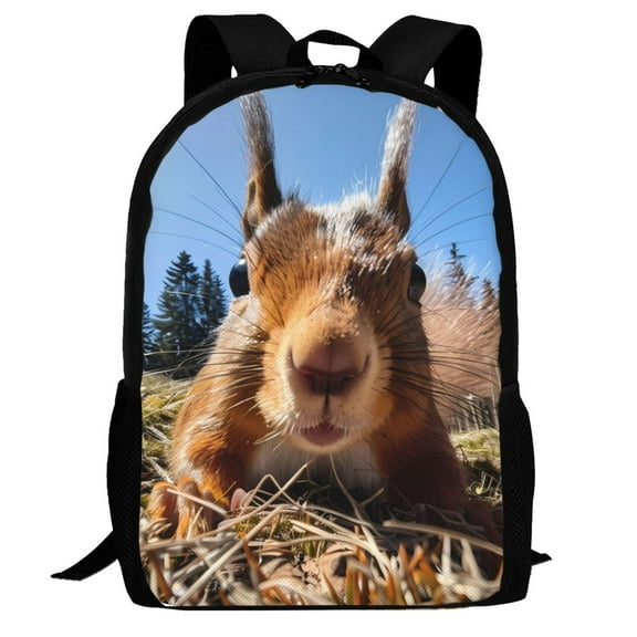 Defioc Close-Up Curious Squirrel Pattern Carry on Backpack,16.5x12.5x5.5 Personal Item Bag Carry On Backpack Water Resistant Lightweight Daypack