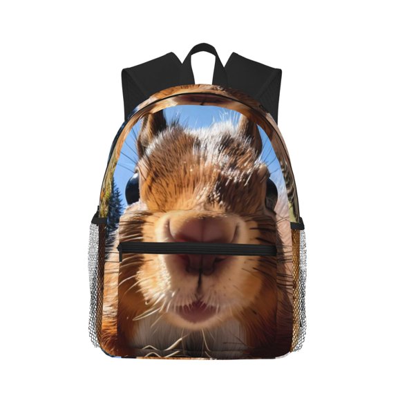 Defioc Close-Up Curious Squirrel Pattern Laptop Backpack for Men and Women,Casual Backpack Dayback Sports Bookbag for Travel Running Hiking
