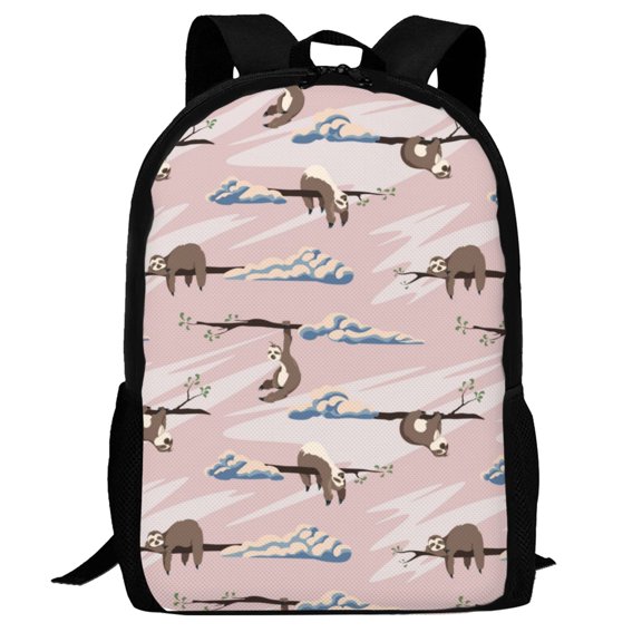 Defioc Cloud Sloth Pattern Carry on Backpack,16.5x12.5x5.5 Personal Item Bag Carry On Backpack Water Resistant Lightweight Daypack